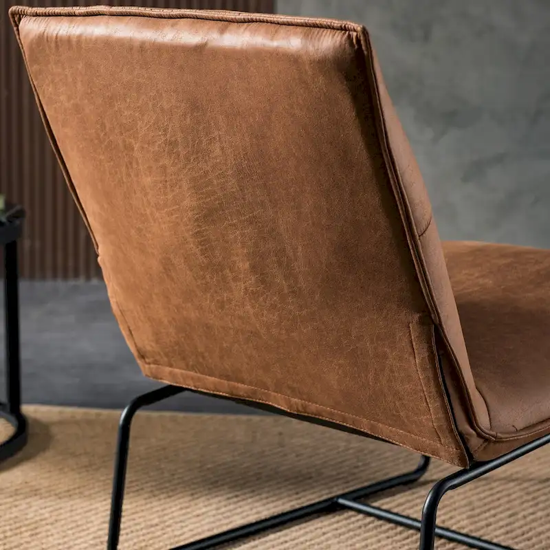 OVIOS Mid-Century Suede Fabric Armless Accent Chair