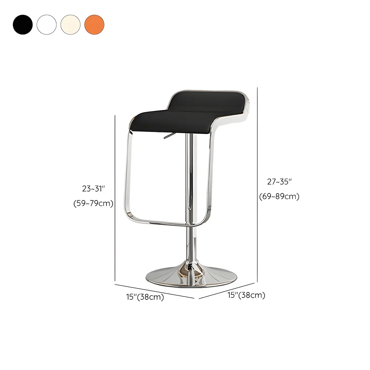 Leather Low Back Metal Adjustable Swivel Bar Stools
