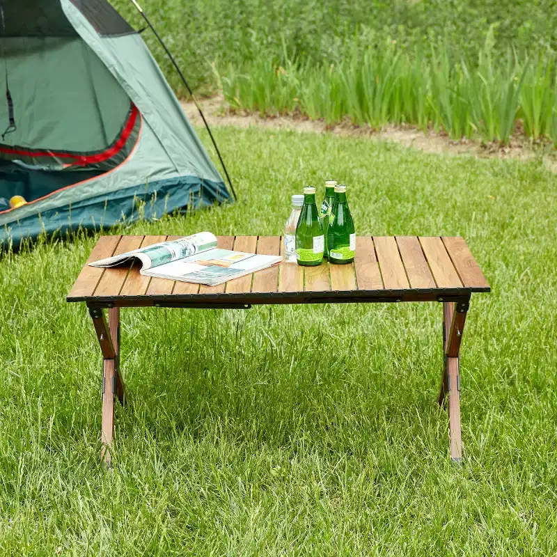 AEELLEEA Portable Folding Camping Table, Lightweight Aluminum Roll-Up Table for Outdoor Picnic, BBQ & Backyard