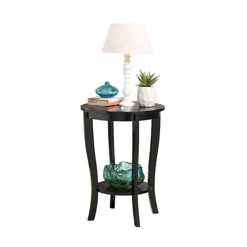 Round End Table with Shelf