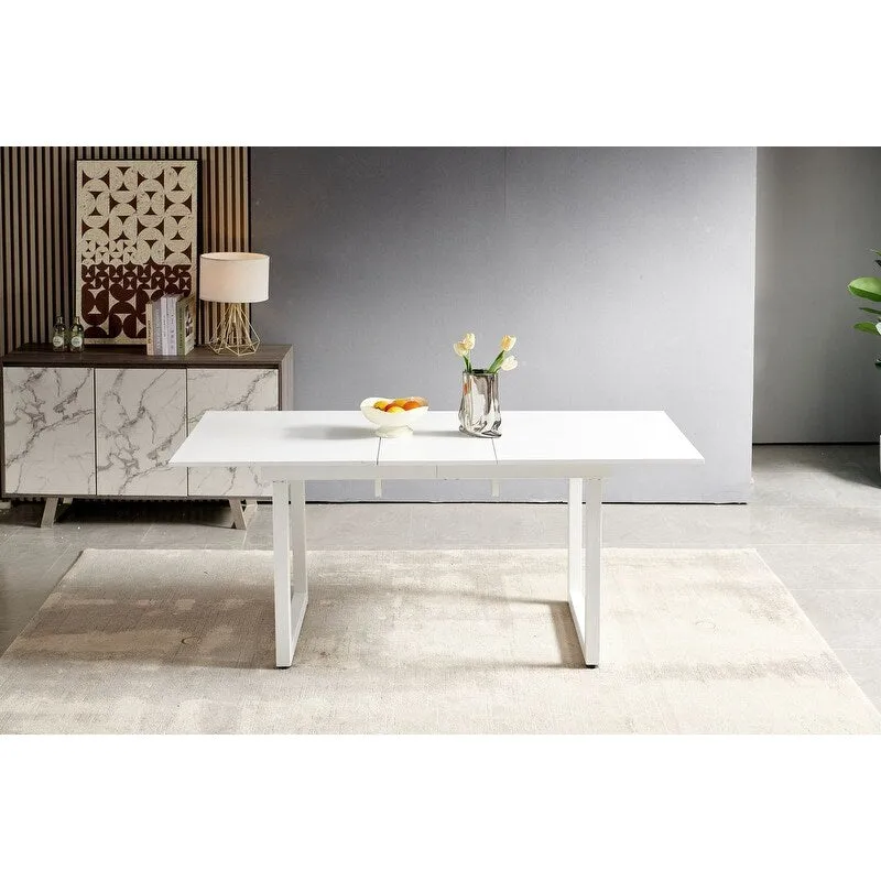 70.86W Square Extendable Dining Table with Metal Leg