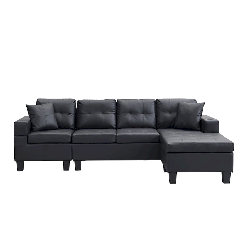 Modern 4-Seat L-Shaped Sectional Sofa with Lounge Chaise