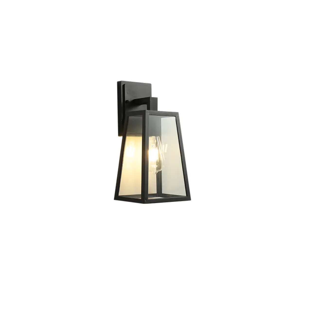Classic Black Metal and Glass Lantern Wall Sconce Light
