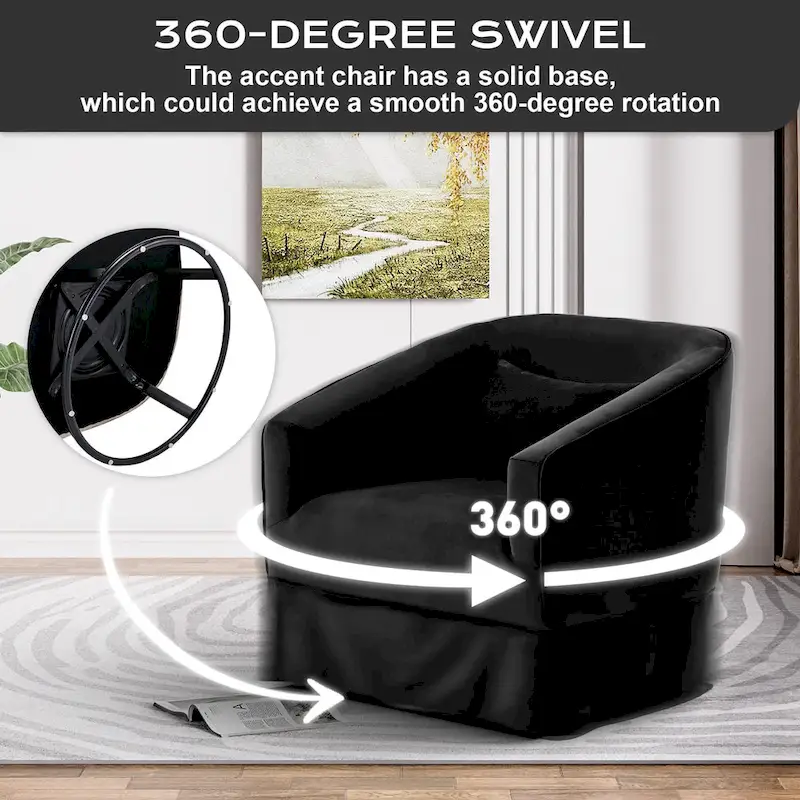 Ouyessir Set of 2 Swivel Barrel Chair 360 Degree Upholstered Accent Chair Fabric Armchair