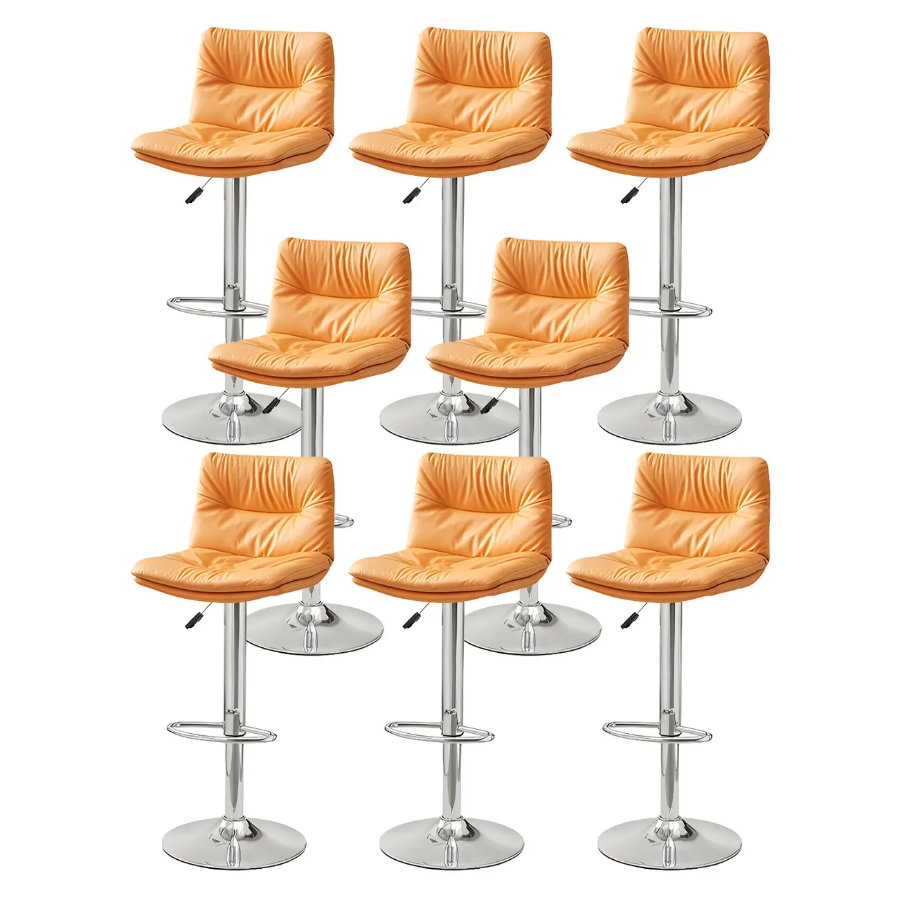 Modern Leather Saddle Swivel Adjustable Bar Stool