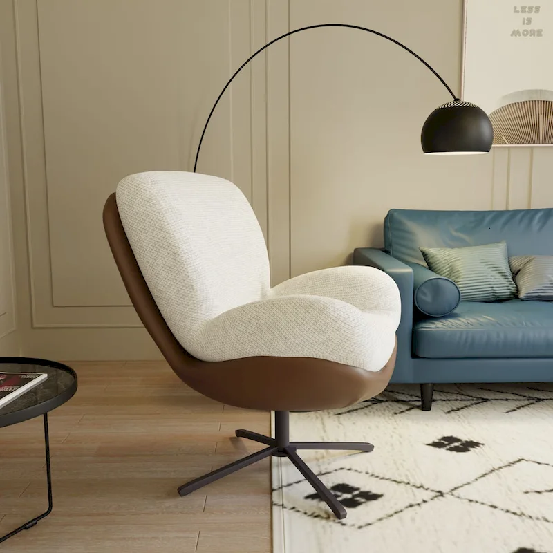 Swivel Accent Chair,Lounge Chair with Metal Base Frame,Comfy Single Leisure Sofa Chair Reading Chair with 360 Degree Swiveling