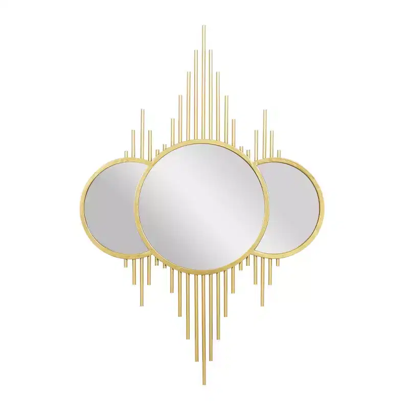 Contemporary Iron Wall Mirror Gold - CosmoLiving by Cosmopolitan: Round, No Assembly Required, 39"
