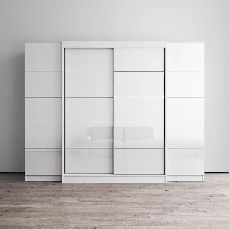 Fold-Down Wall Desk Cabinet with Chalkboard Surface, White, Space-Saving Design
