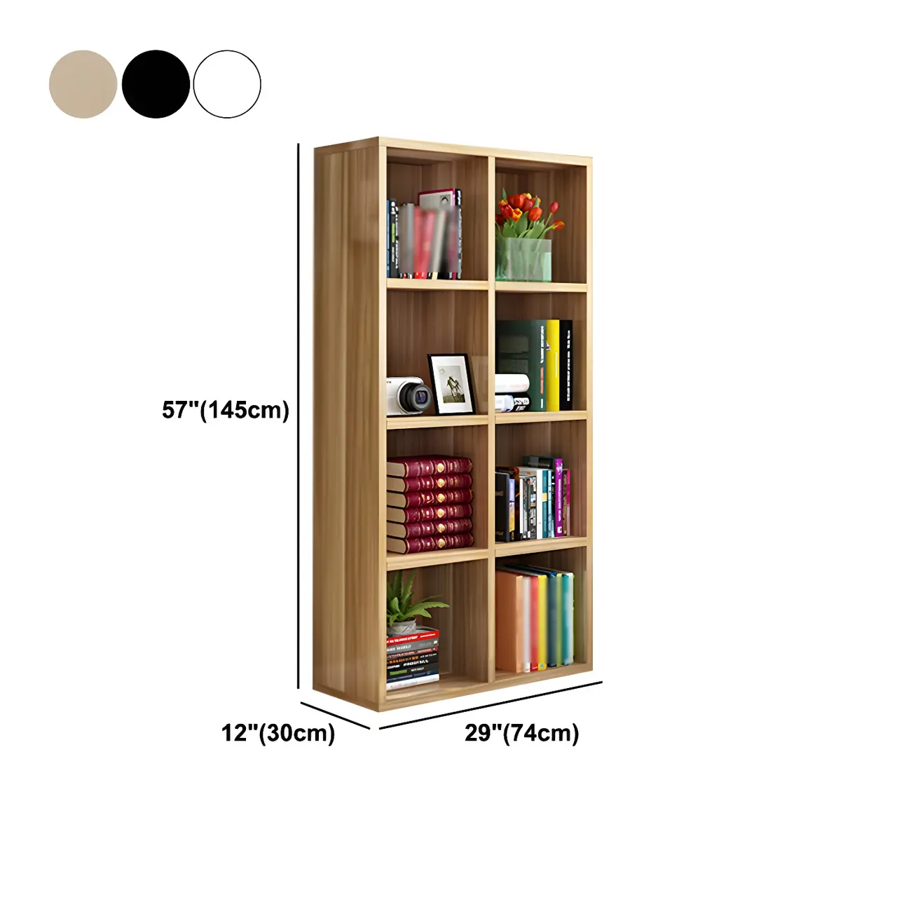 Scandinavian 3-Tier Black Cube Wood Bookcase