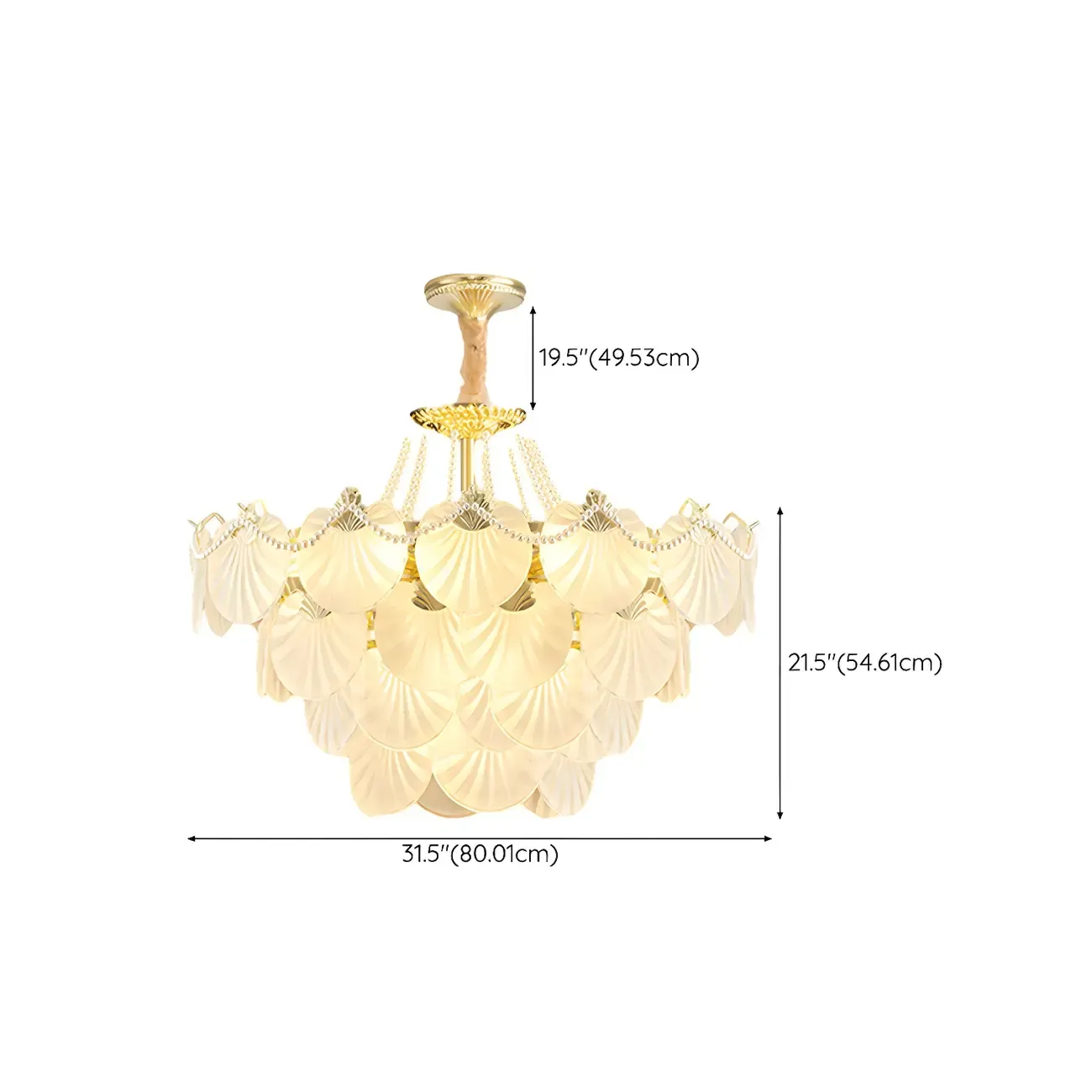Luxury Modern Tiered Shell Chandelier with Frosted Glass