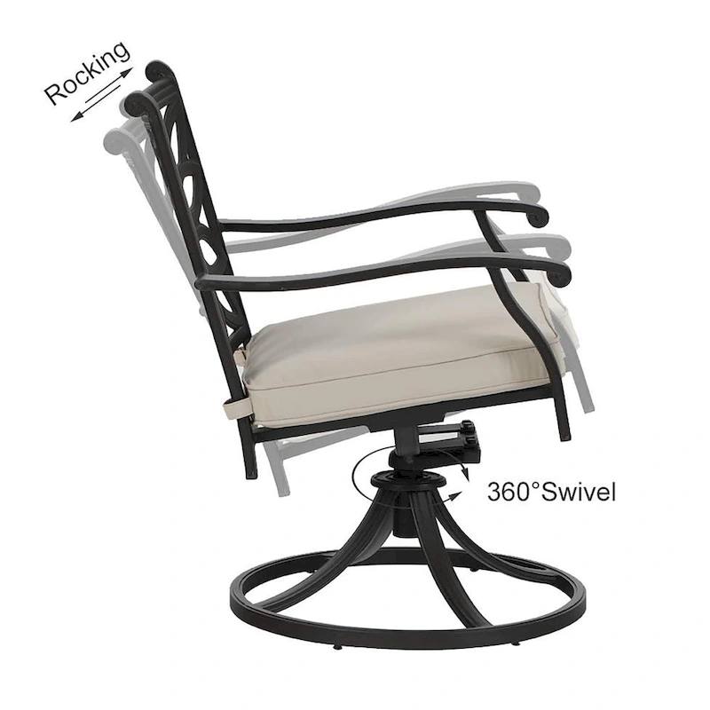 MAISON ARTS 7-Piece Cast Aluminum Patio Dining Set with Rectangle Dining Table & 6 Cast Aluminum Patio Chairs