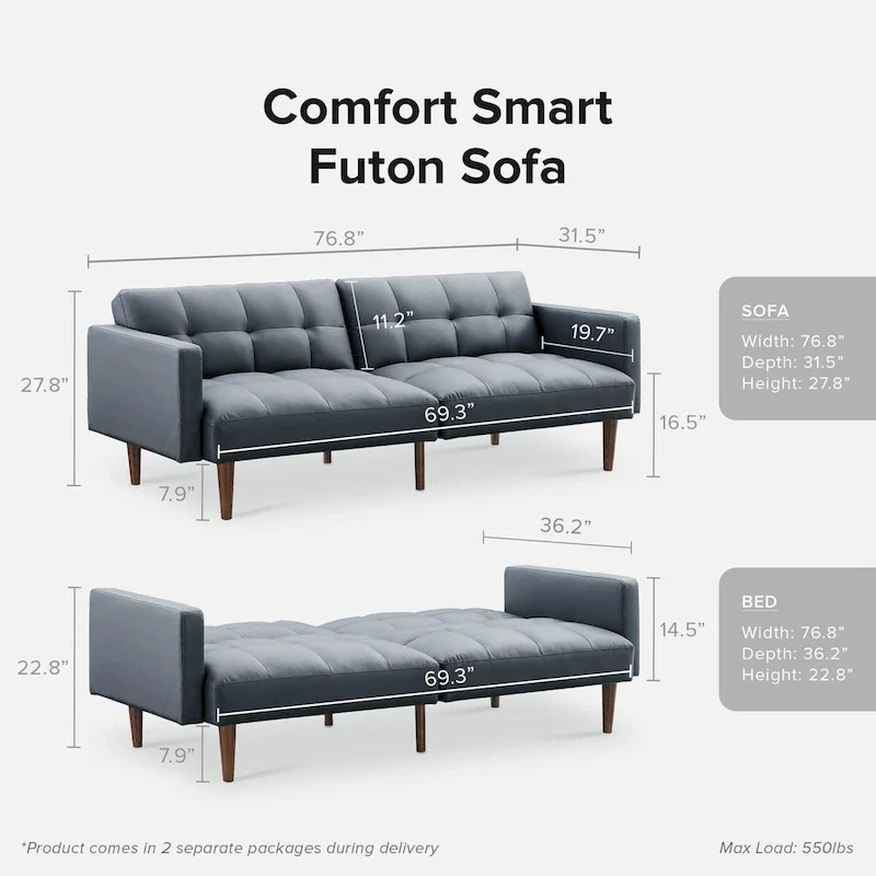Mopio Aaron Futon Convertible Sofa Sleeper Futon