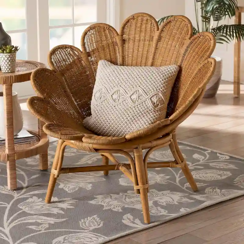 Blossom Bohemian Honey Rattan Accent Flower Chair