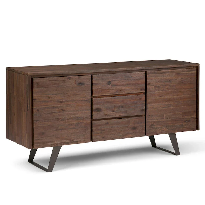 WYNDENHALL Mitchell Metal 60 inch Wide Rectangle Modern Industrial Sideboard Buffet in OAK WOOD - 60 x 17 x 30