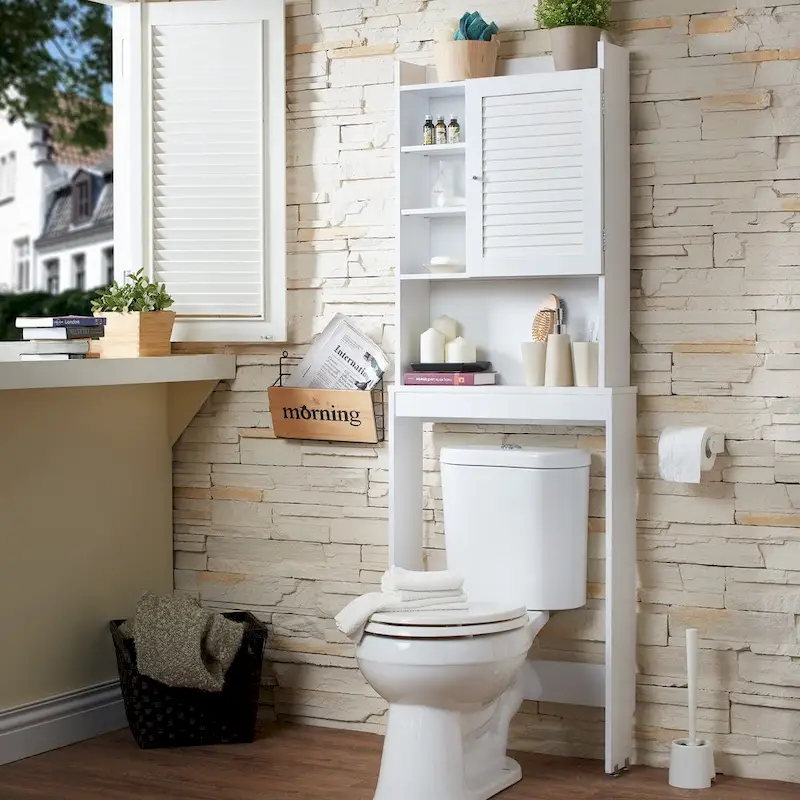 Modern White 7-shelf Space-saver Cabinet