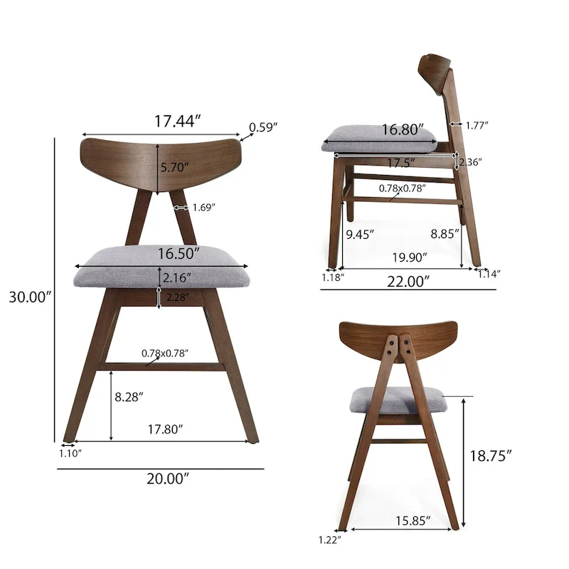 Fabric and Rubberwood Dining Chair