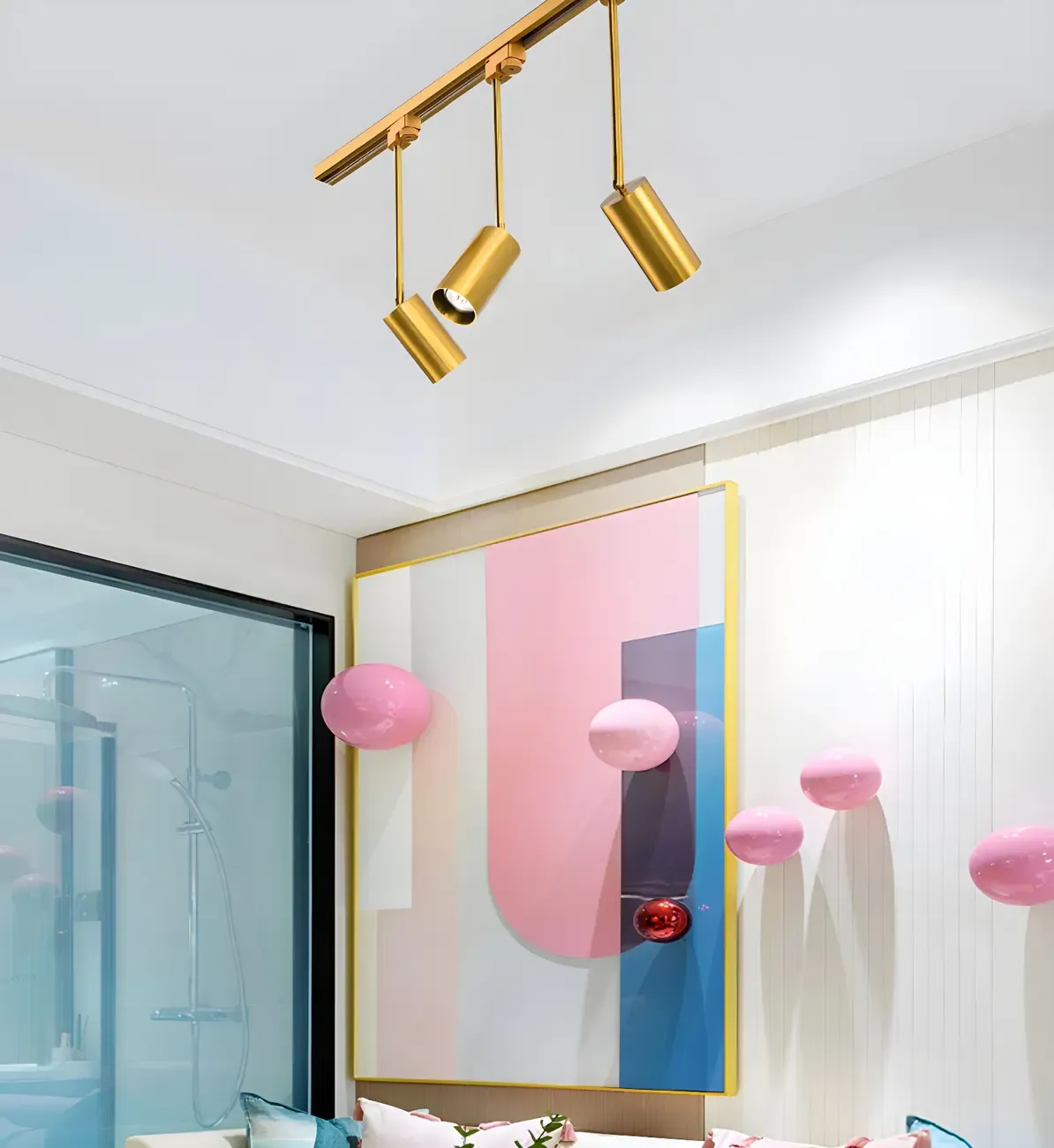 Modern Golden Linear Semi Flush Mount Track Light