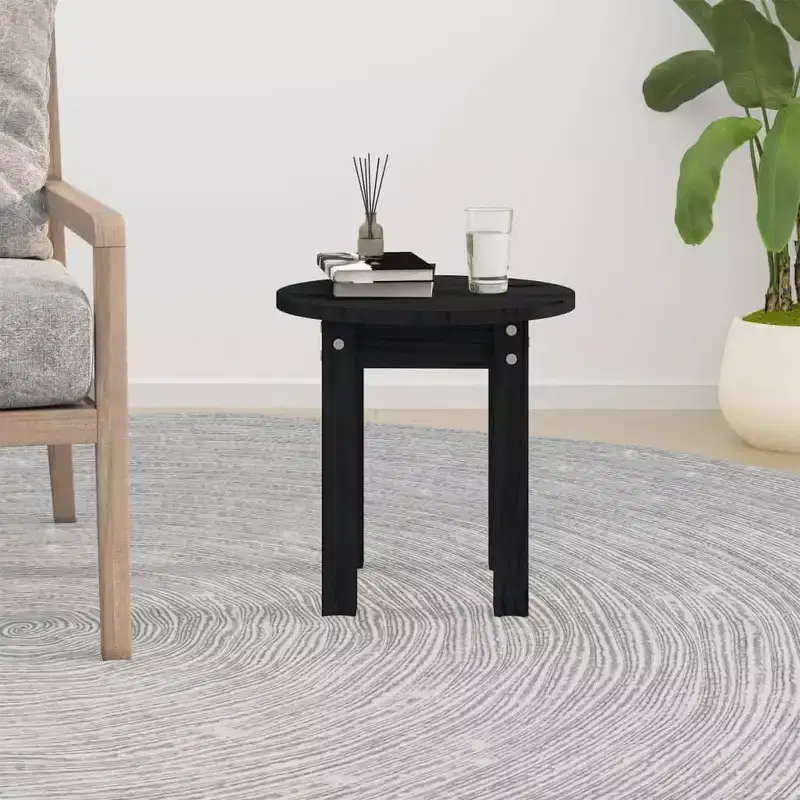 Clihome Solid Pine Coffee Table, Elegant Round Side Table with Matte Finish for Versatile Home Decor