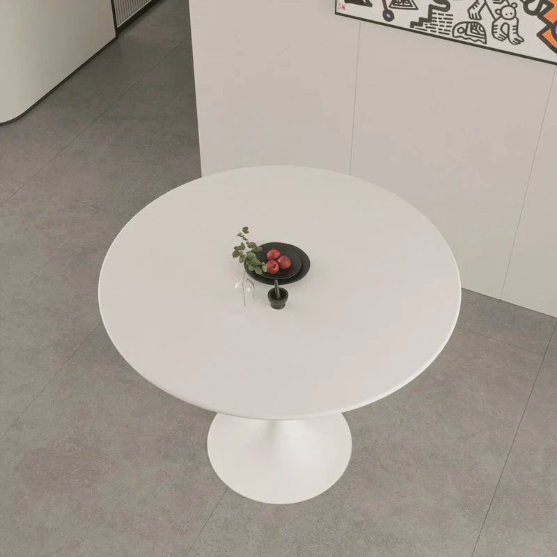 Round Dining Table, 31.5  Tulip Table Kitchen Dining Table 2-4 People with MDF Table Top & Pedestal Base, End Table