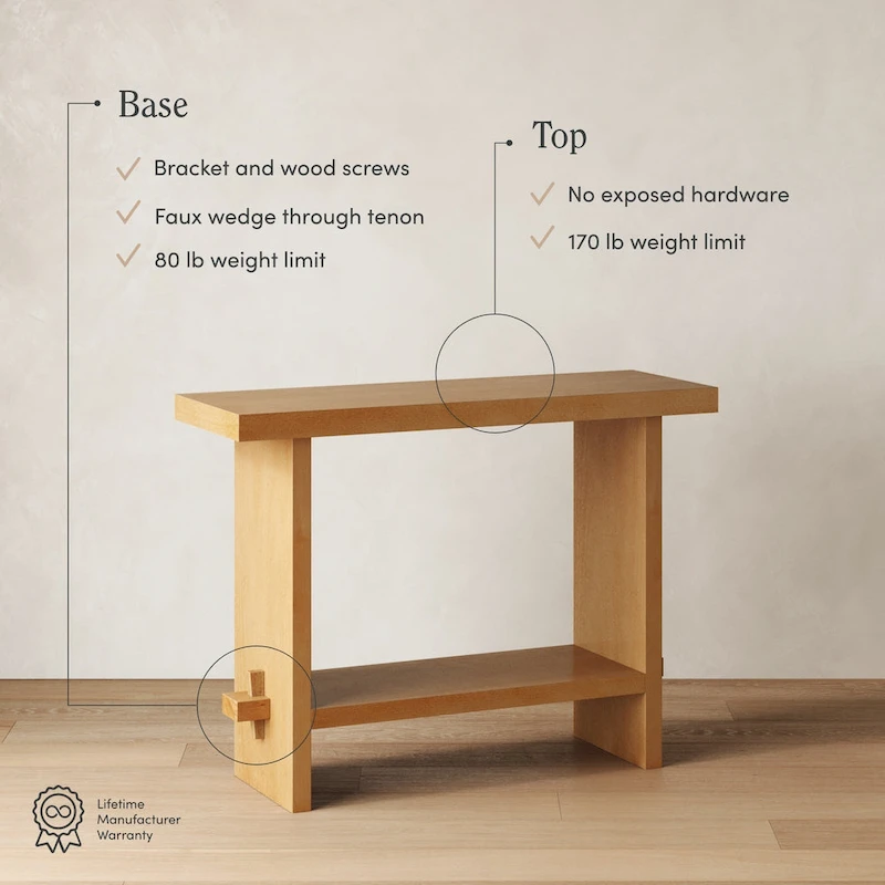 Nathan James Virgo Farmhouse 2-Tier Console Table in Wire-Brushed Wood Finish