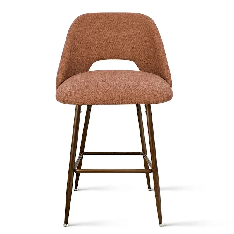 Upholstered Modern Bar Stool Walnut Leg