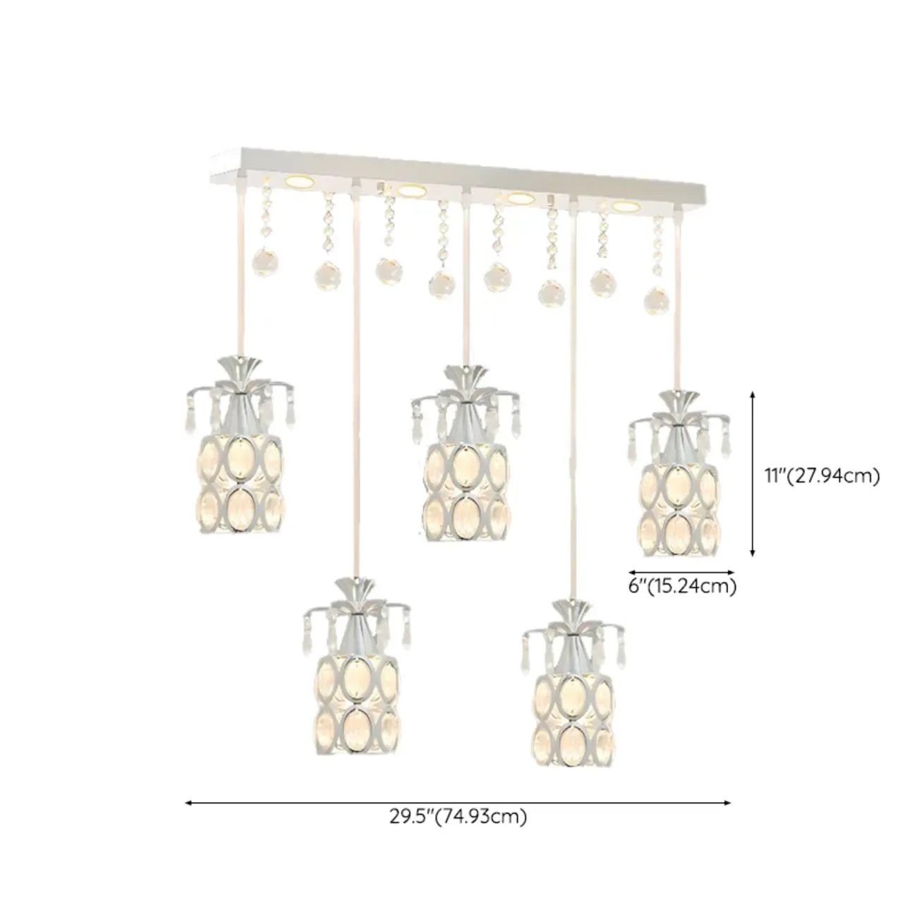 Elegant Cylinder Crystal Kitchen Island Pendant Light with Spotlight