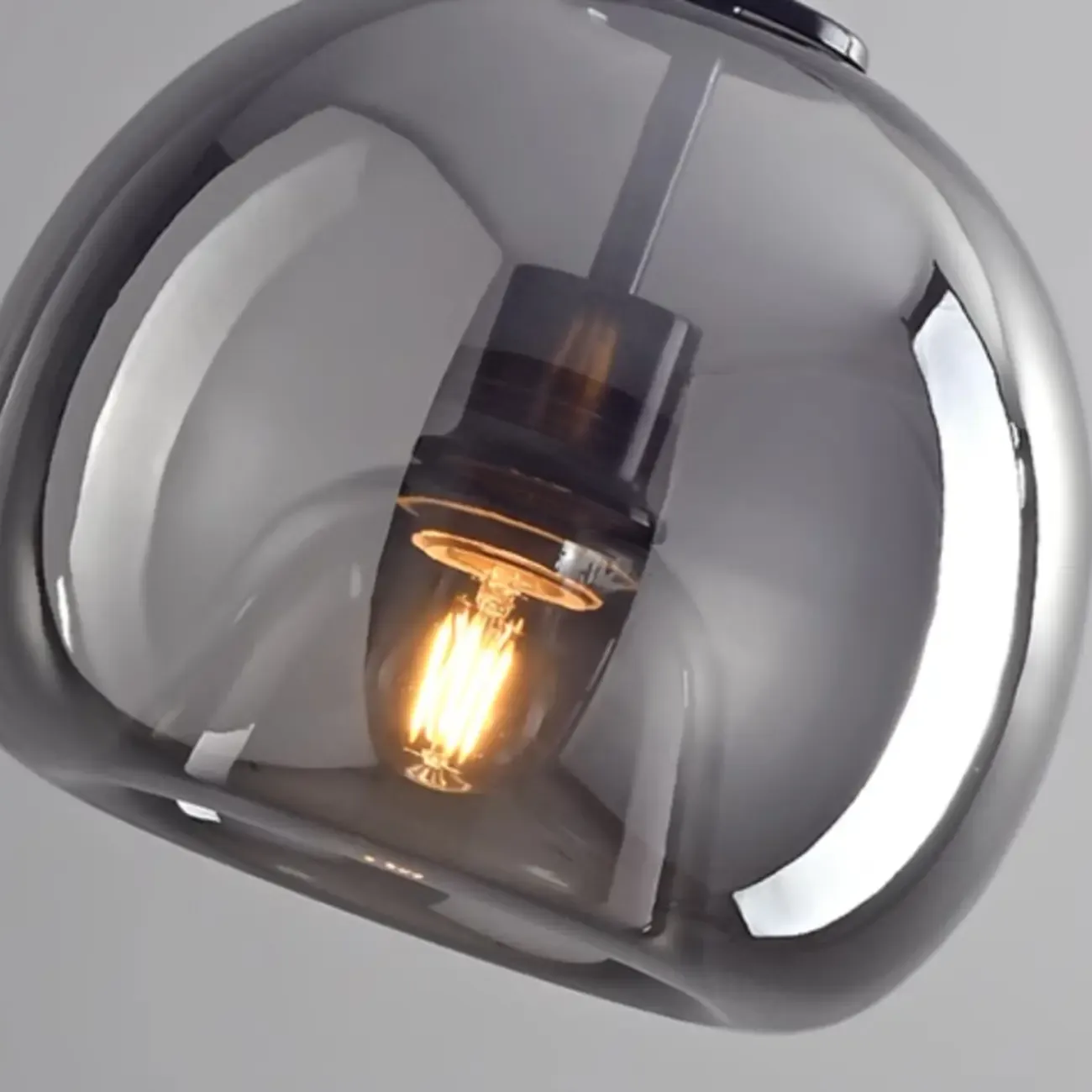 Modern Mini Clear Smoke Glass Dome Semi Flush Ceiling Light