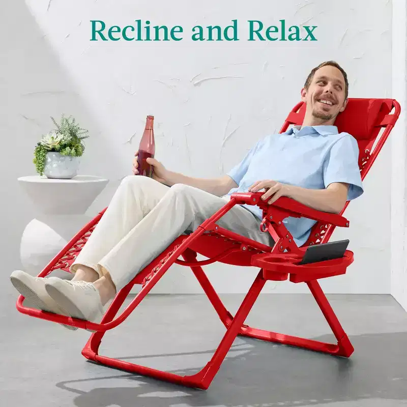 Best Choice Products Monochromatic Zero Gravity Chair, Folding Patio Recliner w/Side Tray, Headrest