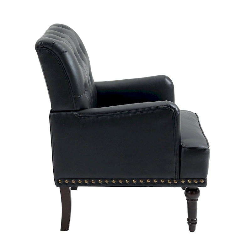 Tufted Vegan Leather Accent Chairs Armchairs with Nailhead Trim