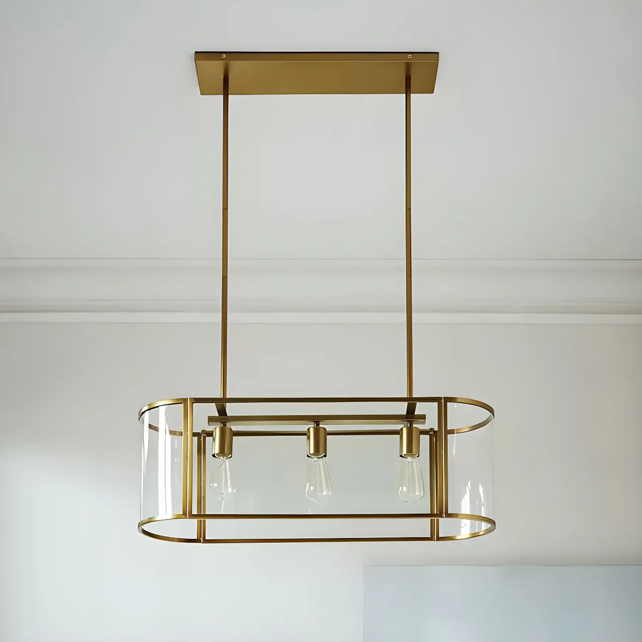 3-Light Modish Modern Gold Glass Island Pendant Light for Kitchen