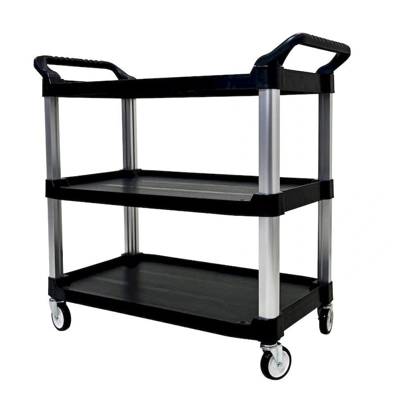 3 Layer Thickened Plastic Mobile Kitchen Cart with Metal Frame