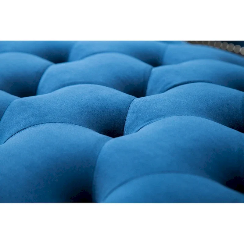 Modern Tufted Fabric Upholstered Sofa with Ottoman