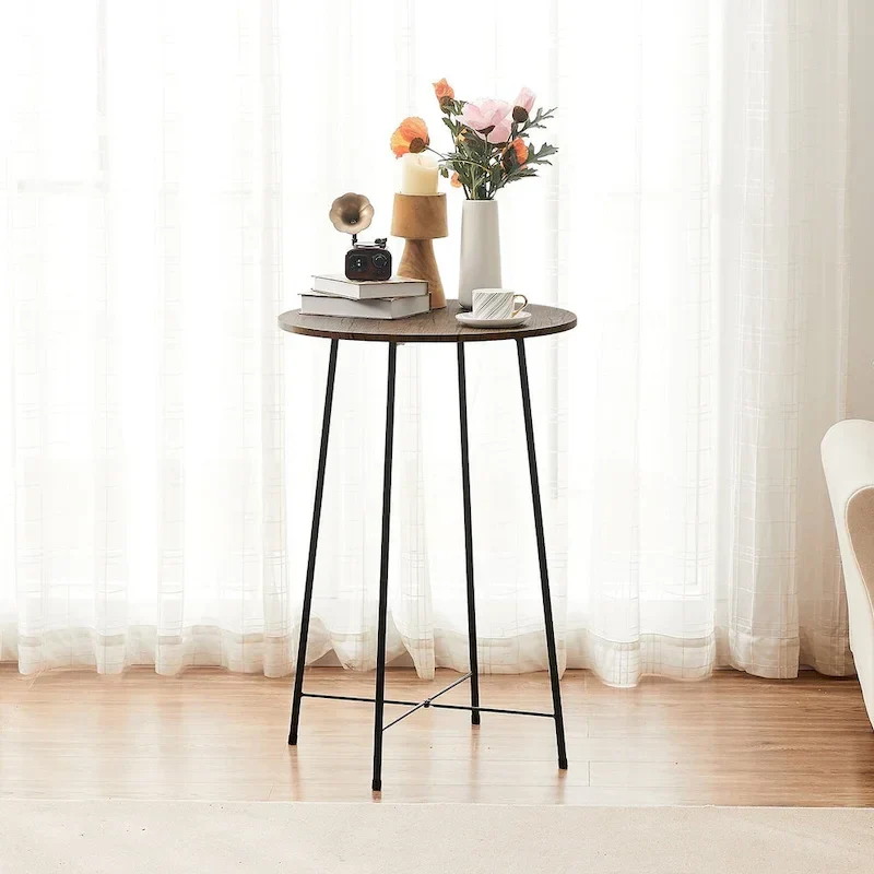 35.4  High Round Bar Table, Industrial Style Wood Top Bistro Pub/Breakfast Table