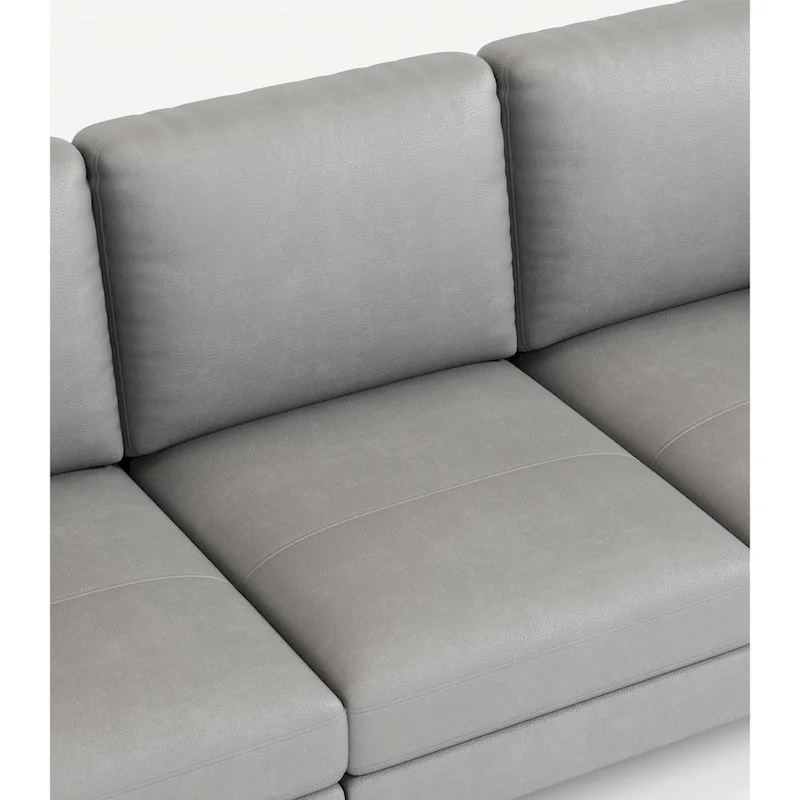 77 Genuine Leather 3 Seater Sofa Couch with USB Charger, High-Resiliency Cushions and Black Metal Legs