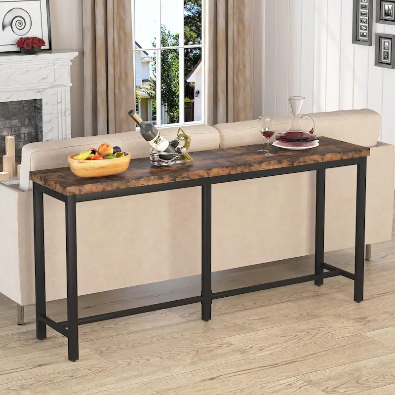 70.9 Rustic Gold Console Table for Living Room