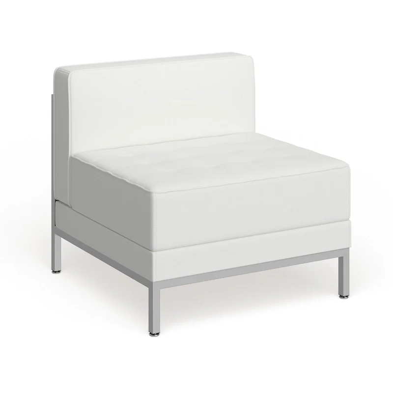 Modular Armless Accent Chair, Tufted Seat, Stainless Steel Frame, White / Black / Gray, 1-Person Use