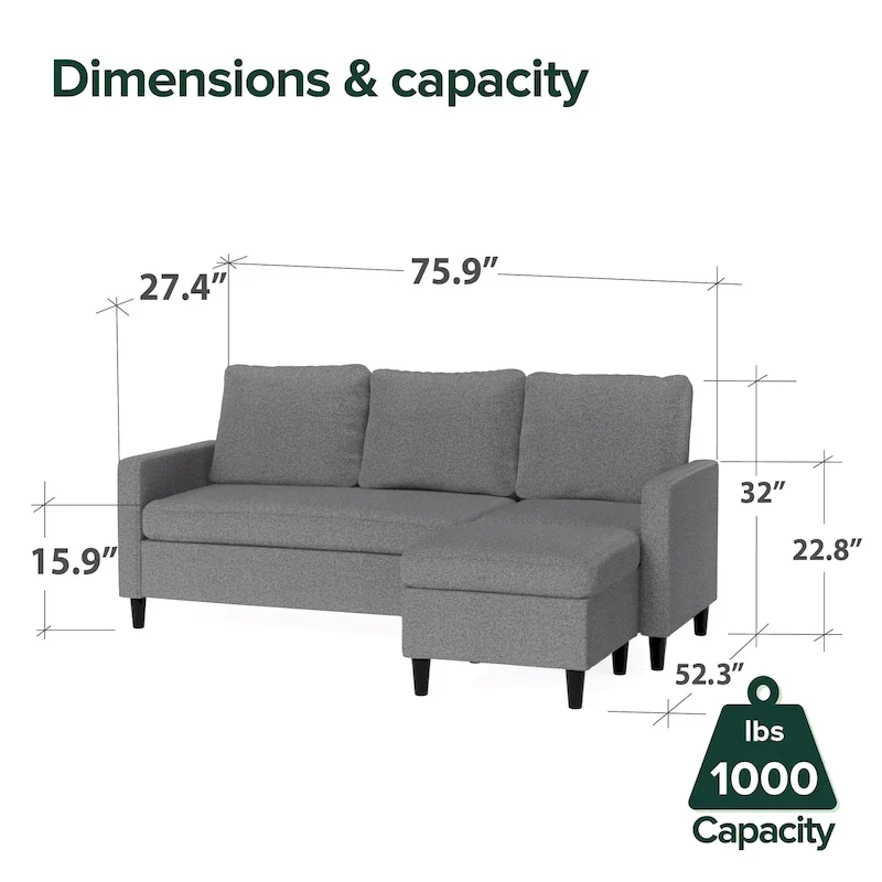 Convertible Sectional Sofa with Reversible Chaise