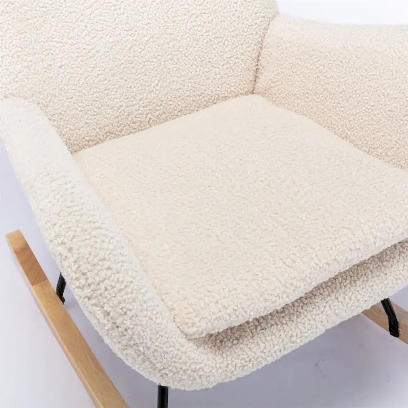 Fabric Padded Seat Rocking Chair With High Backrest And Armrests
