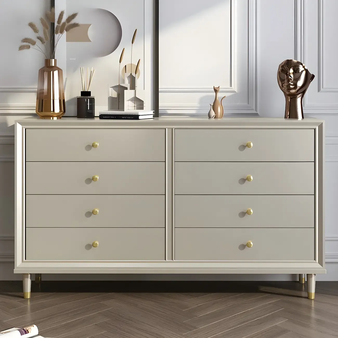 Elegant Off-White Wooden Dressers & Chests with Drawers