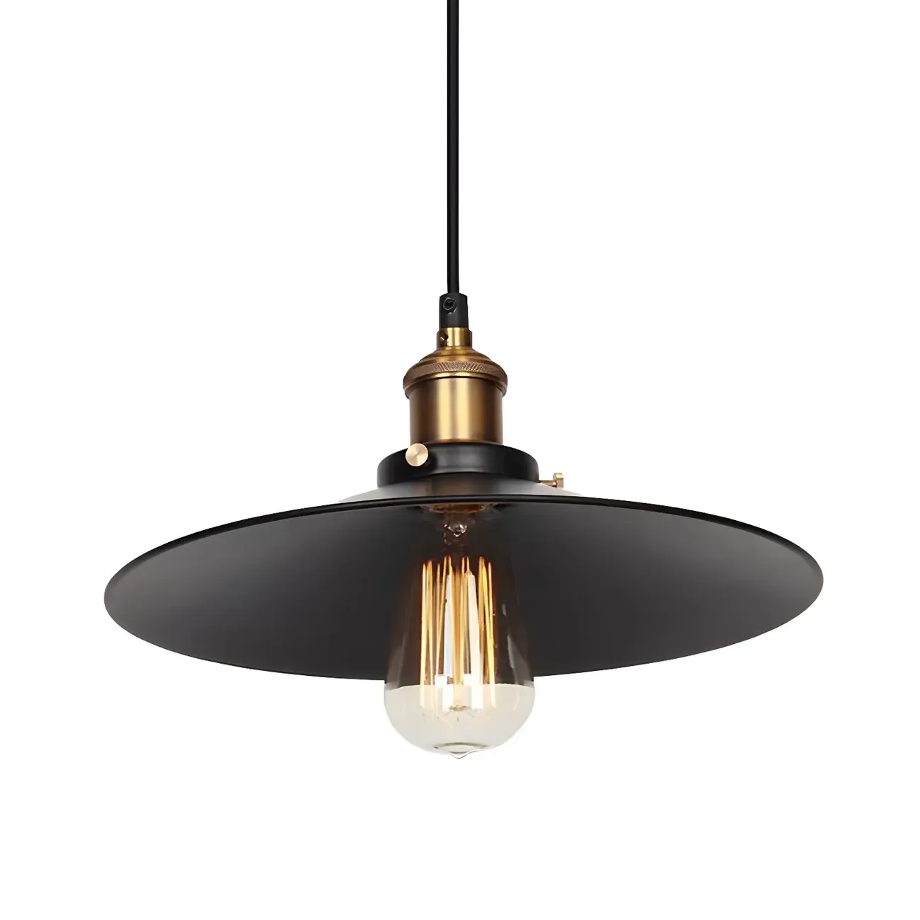 Industrial Black Metal Cone Hanging Pendant Light Fixture