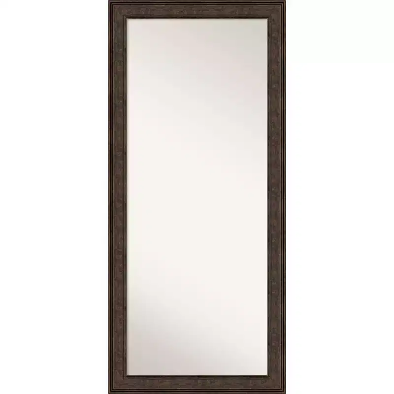 30" x 66" Non-Beveled Ridge Bronze Full Length Floor Leaner Mirror - Amanti Art: Includes Mounting Hardware