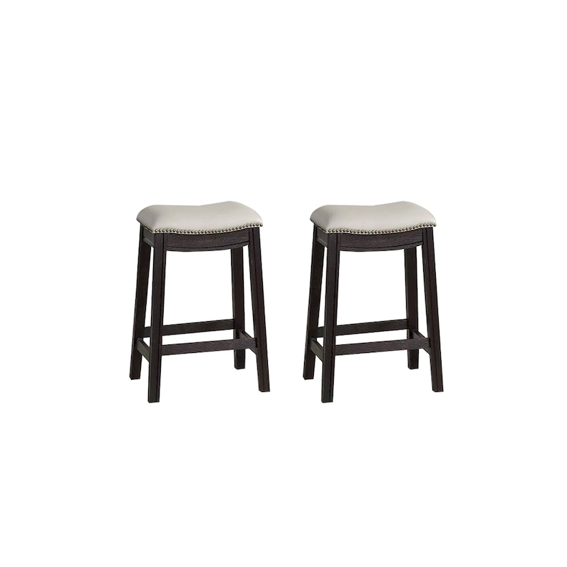 Grey PU Upholstery Bar Stool, Set of 2