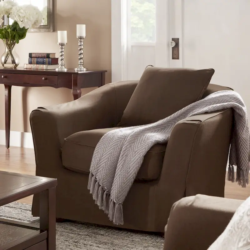 Flared English Arm Slipcovered Feather Down Chair