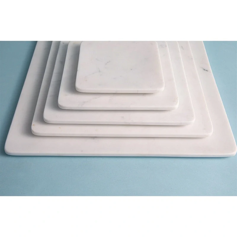 Med. Square Marble Platter 10  x 10  - White