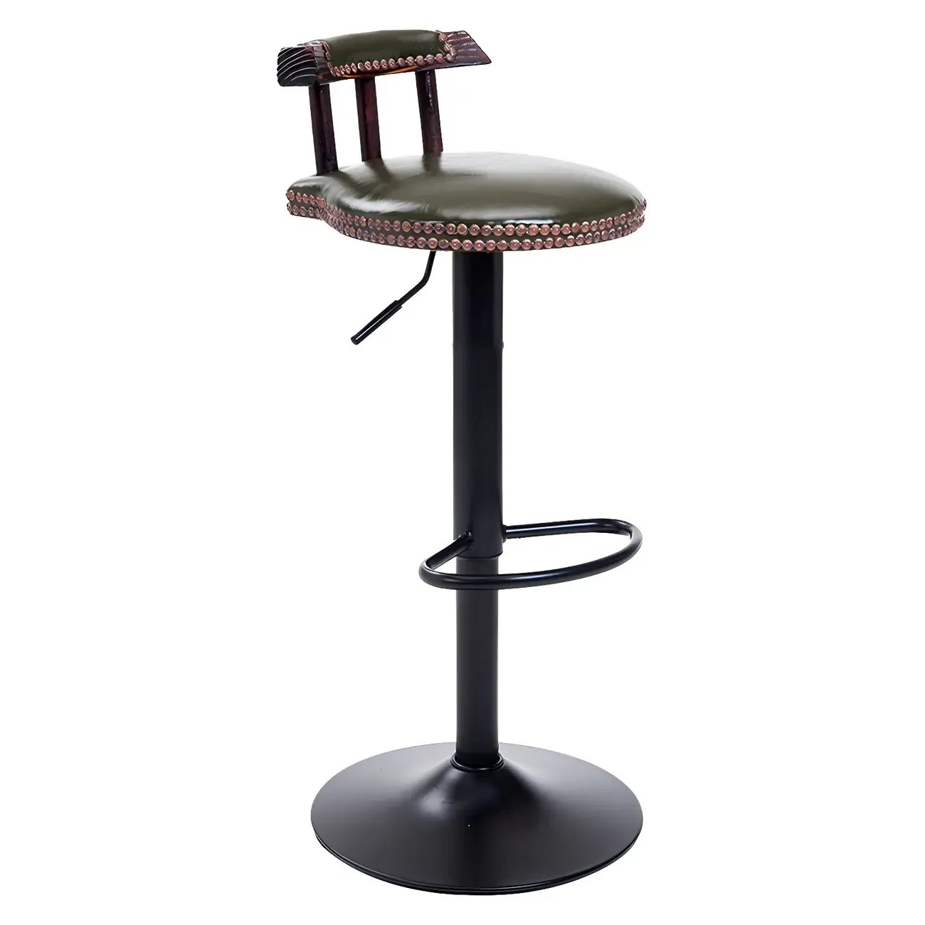 Industrial Round Leather Adjustable Bar Stools