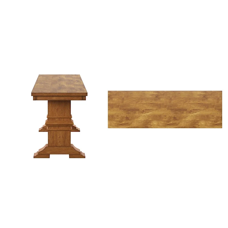 Two-Tone Trestle Leg Wood Dining Bench