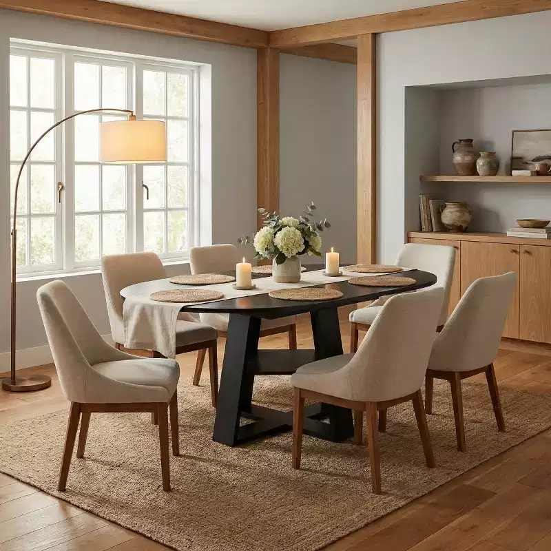 Modern Round Extendable Dining Table for 48, Removable Leaves, Dining Room Table with Storage Shelf for Kitchen or Living Room-Panipeachy