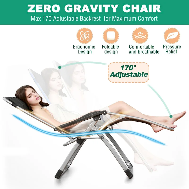 DoCred Zero Gravity Chair, Reclining Lounge Chair with Pad and pillow