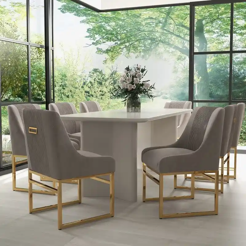 SEYNAR Contempoary Velvet Dining Chair with Metal Frame Legs, set of 8