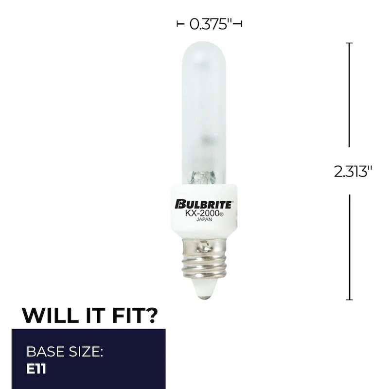 Bulbrite KX2000 Pack of (2) 60 Watt Dimmable Frost T3 Xenon Light Bulbs with Mini-Candelabra (E11) Base, 2700K Warm White Light